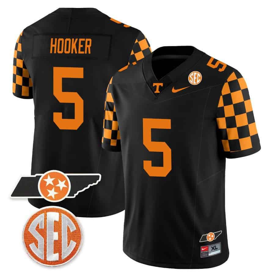 Men Tennessee Volunteers #5 Hooker Black 2024 Nike Checkerboard & Alternate NCAA Jersey style 1->indianapolis colts->NFL Jersey